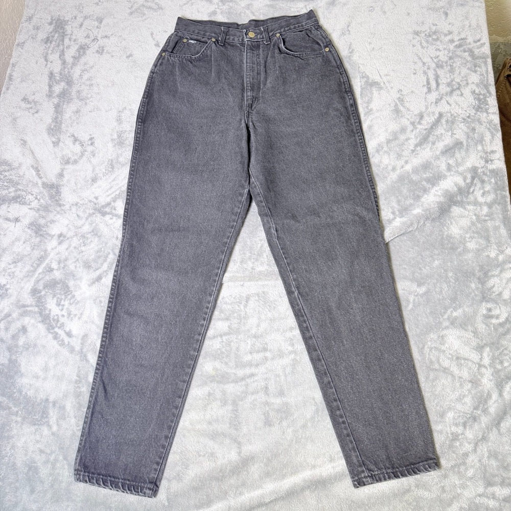 Vintage Chic Jeans Womens 28 High Waisted Tapered Leg Faded Washed Black USA